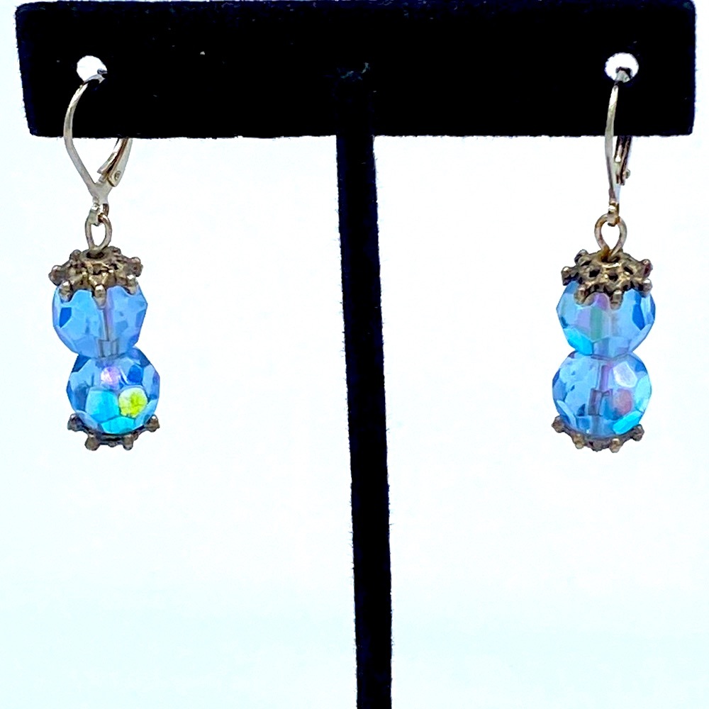 Hand Crafted Blue Aurora Borealis Earrings